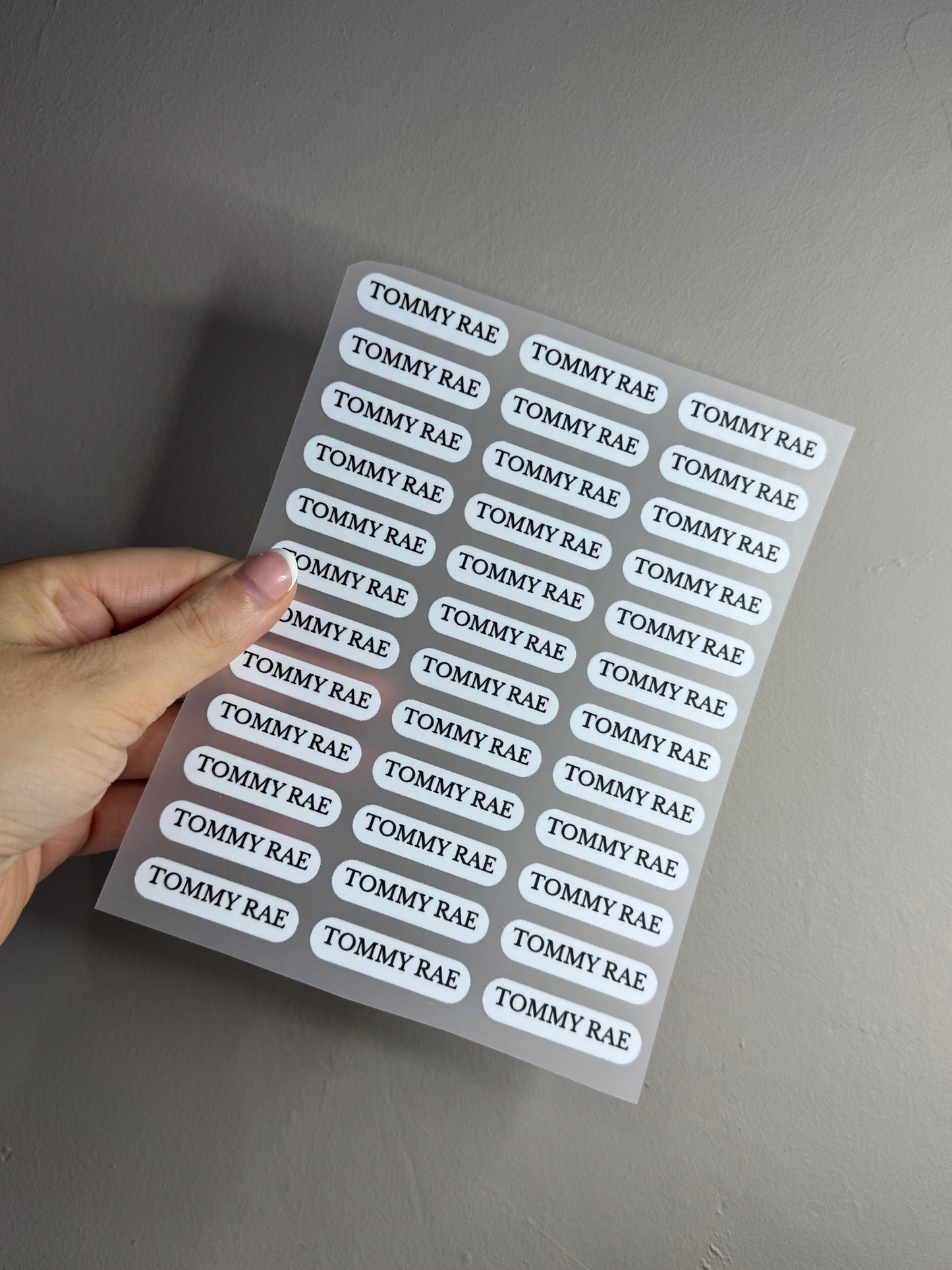 Iron on name labels