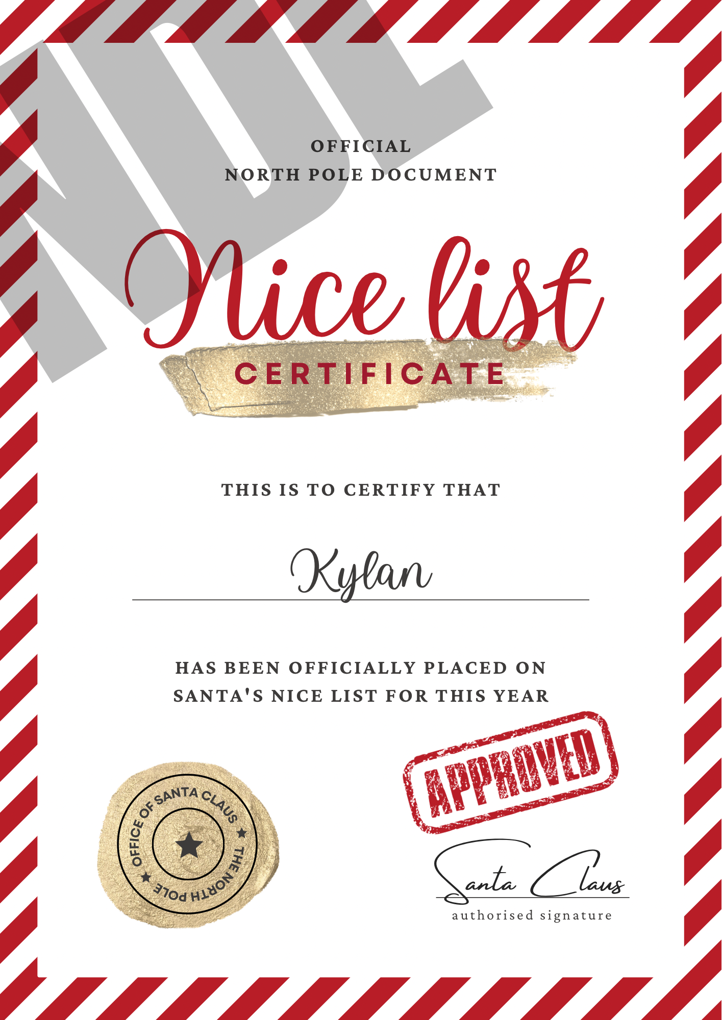 Nice List Certificate