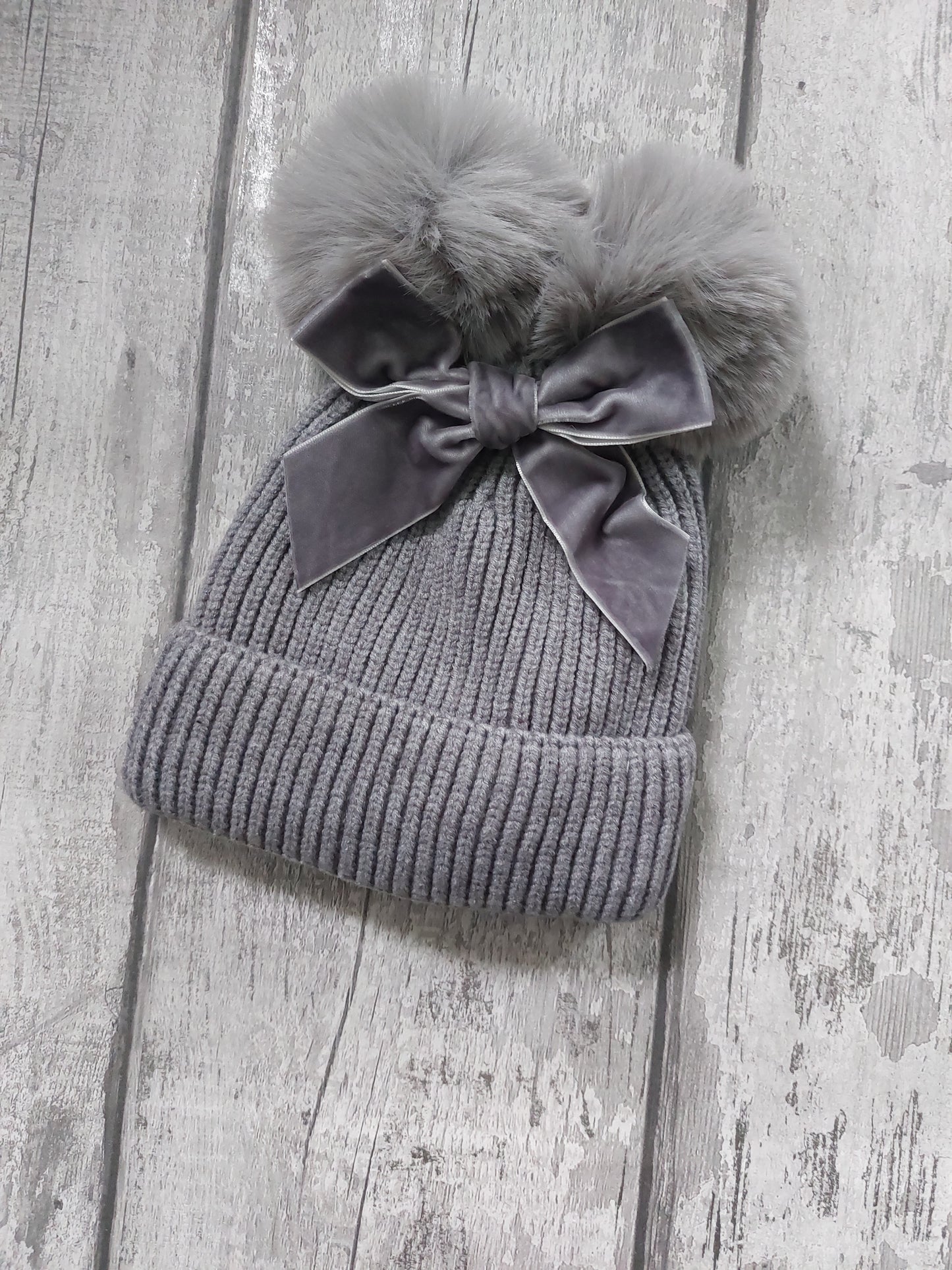 Bow Double Pom Hat