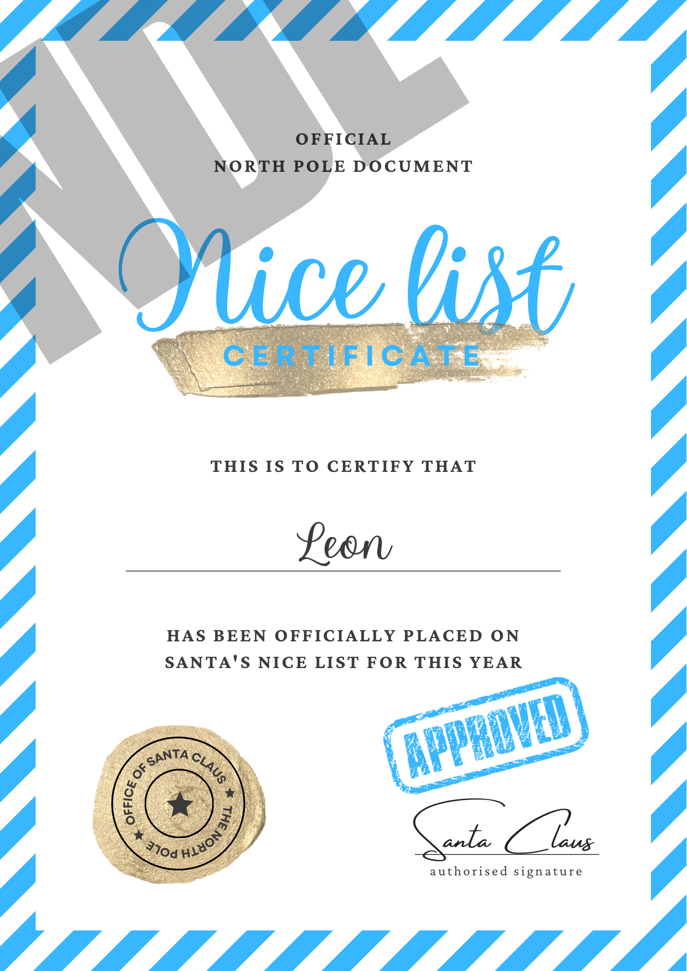 Nice List Certificate